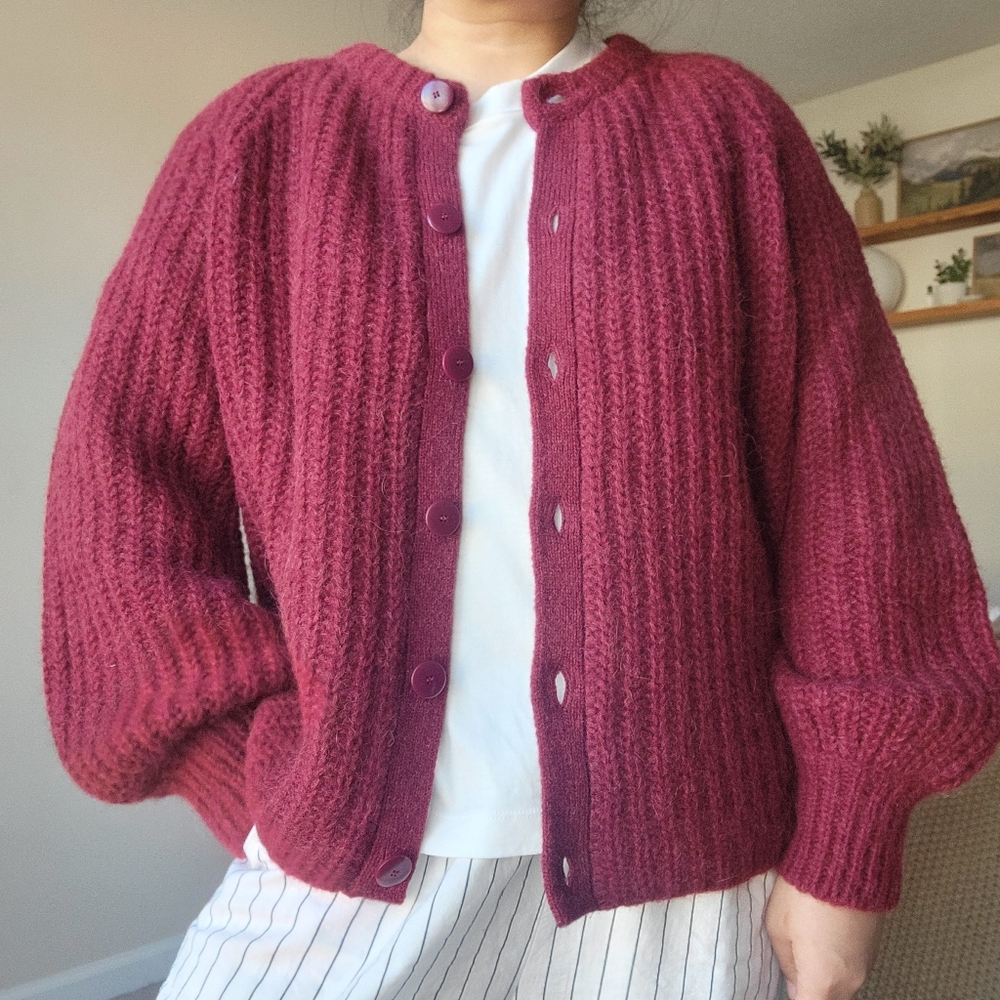 (sold) Sezane Emile Alpaca + Wool πβ€οΈπ¦ Cardigan, Burgundy Large - Picture 12 of 12